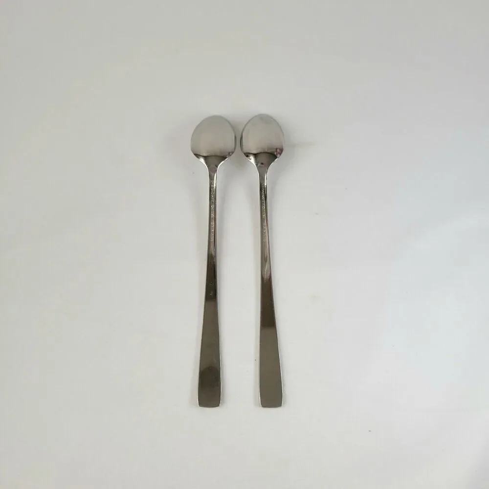 Oneida Satin Accent Stainless Flatware Set 2 Iced Tea Spoons Oneidacraft USA 7.5